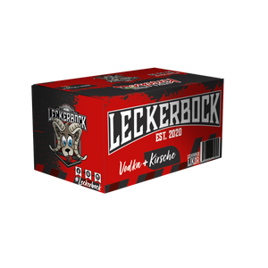 Leckerbock Vodka-Kirsche (15% Vol.) Partybox mit 20 Klopfern